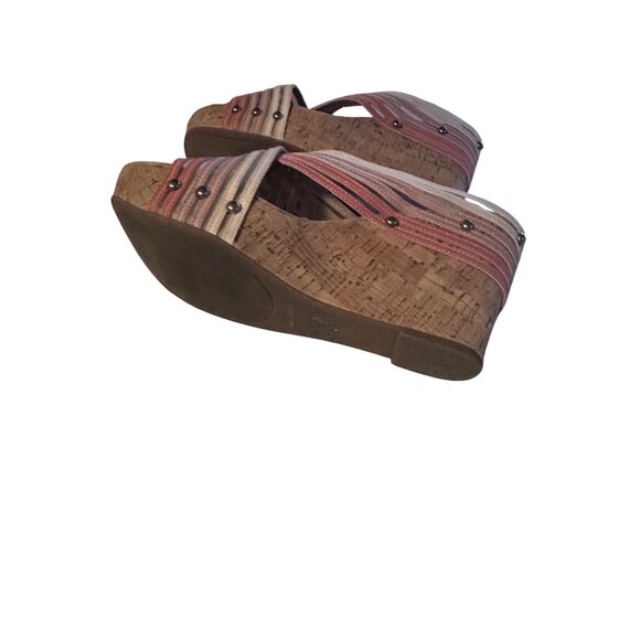 Lucky Brand pink and tan slip on wedge sandals size 9M - Picture 5 of 5